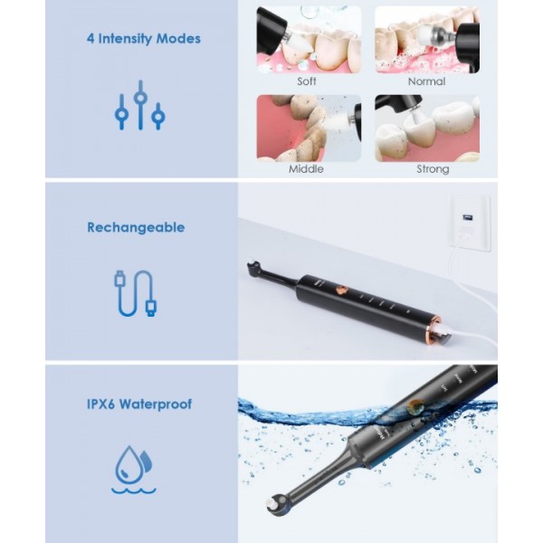 Tooth Polisher Rechargeable Plaque Remover for Teeth Whitening