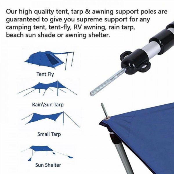 2x Alu-Teleskopstangen 230cm für Zelt & Tarp - Stabile Aufstellstangen für Sonnensegel, Markise und Camping - Leicht & Korrosionsbeständig