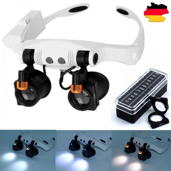 3x-25x LED Head-Mounted Magnifier Glasses for Watchmaking & Jewelry 