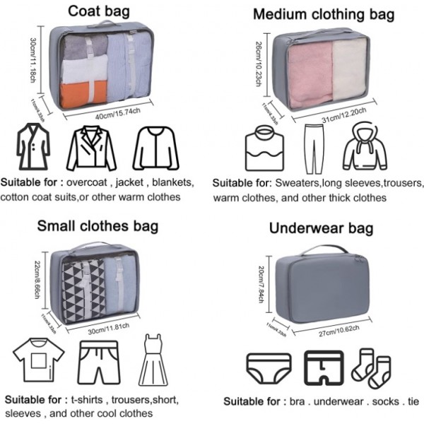 Reise Koffer-Organizer Packtaschen Kleidertaschen Packwürfel Set 9 teilig Urlaub