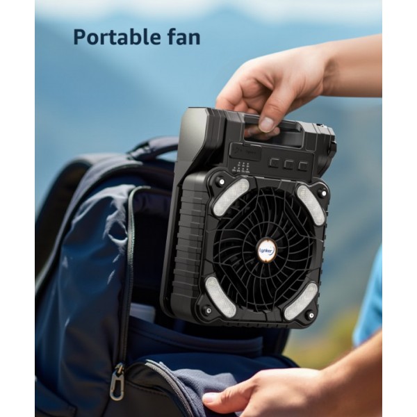 Camping Fan Solar Powered with LED Lantern & Power Bank