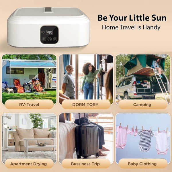 600W Portable Electric Clothes Dryer with Remote Control Timer