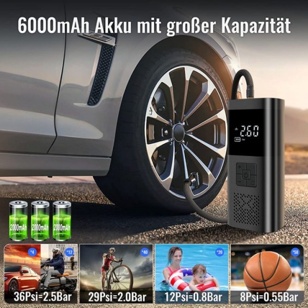 Electric Air Pump with 6000 mAh Battery