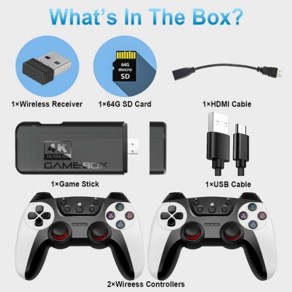 Wireless Retro Game Console with 30000 Games and HDMI Output
