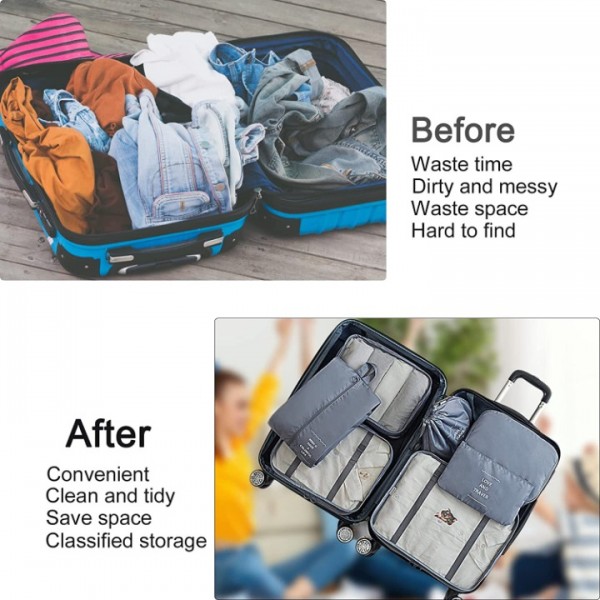 Reise Koffer-Organizer Packtaschen Kleidertaschen Packwürfel Set 9 teilig Urlaub