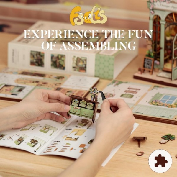 Champs-Élysées Garden DIY Wooden Book Corner Set with LED Lights