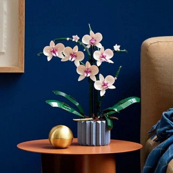 Artificial Orchid Building Block Set with Vase Home Decoration
