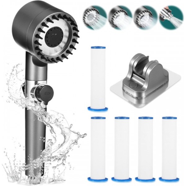  Wassersparender Duschkopf Anti-Kalk-Handbrause mi...