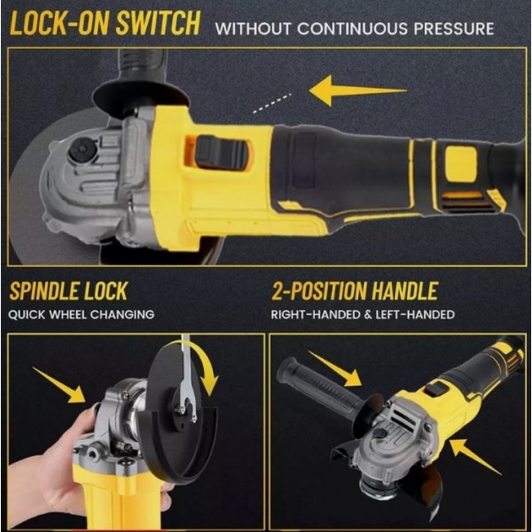 125mm Cordless Angle Grinder Brushless Grinding for Dewalt 18V Battery Body Only